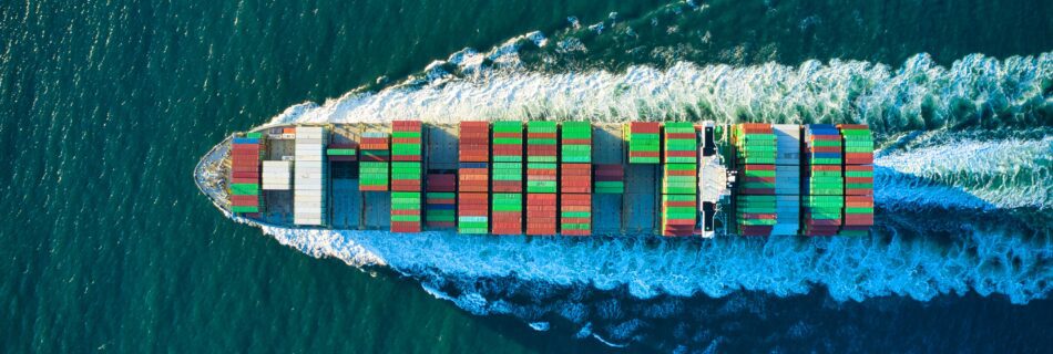 Aerial view of cargo ship