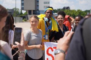 Greta Thunberg and other activists at the Bonn climate change conference