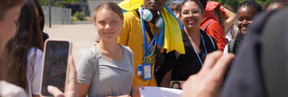 Greta Thunberg and other activists at the Bonn climate change conference