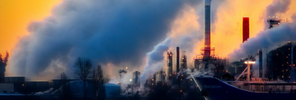 Smokestacks and port.